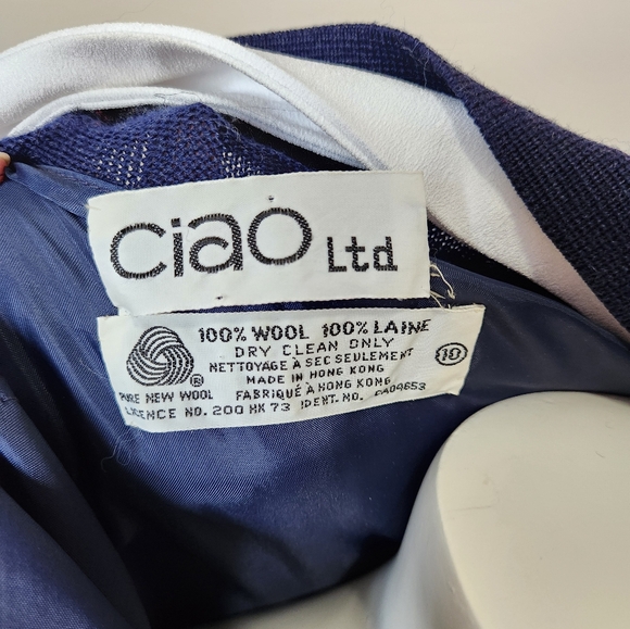 Wool button down dress. Navy. - Picture 7 of 8